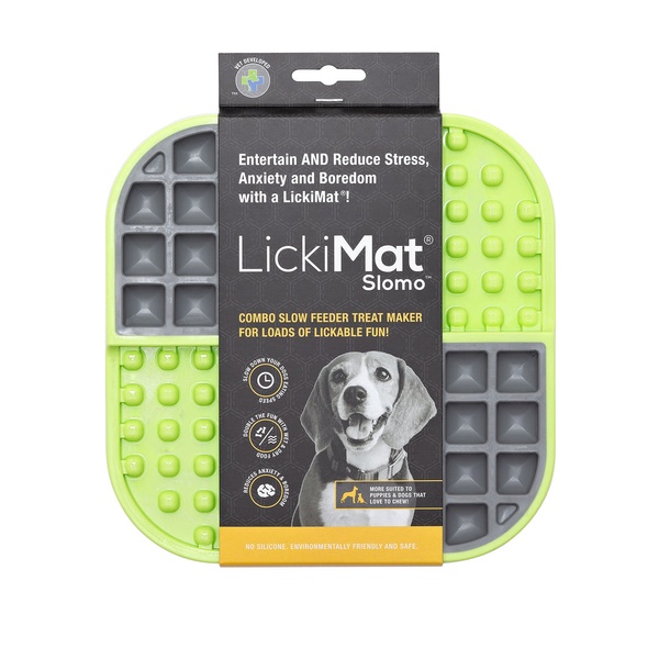 Килимок антистрес для вилизування для собак LickiMat Slomo Green, комбінований із функцією слоуфідера