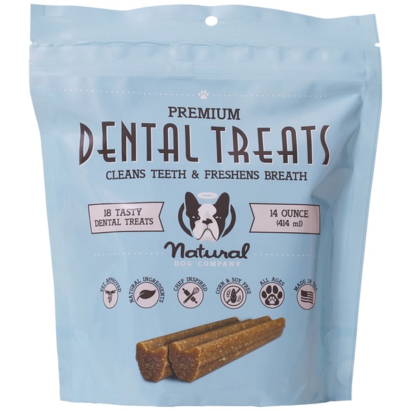 Веганское лакомство для чистки зубов Natural Dog Company Dental Treats, пачка 18шт