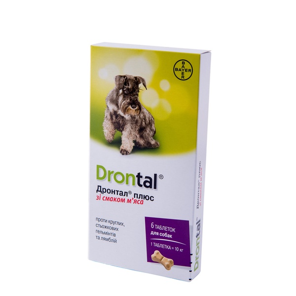 Таблетка Дронтал (Drontal) от гельминтов для собак, 1шт