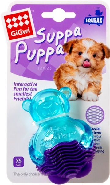 Игрушка для собак GiGwi Мишка с пискавкой Suppa Puppa 9 см