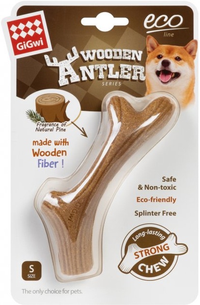 Игрушка для Собак рог жувательний Gigwi Wooden Antler из Натурального Древесного Волокна S 14 см