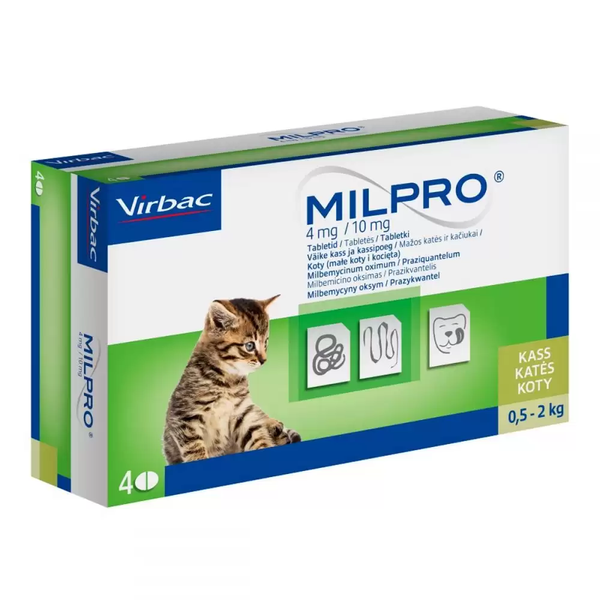 Virbac (Вирбак) Milpro - Таблетки Мильпро - антигельминтные таблетки для котов и котят 0.5-2кг 1 таблетка