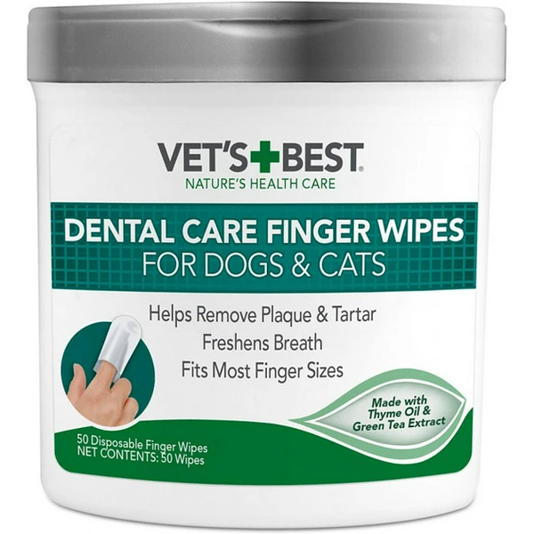 Влажные салфетки для ухода за полостью рта у животных VET`S BEST Clean Teeth Wipes 50 шт